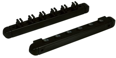 Winsport Billard Queue Wandhalter 2-teilig. für 4 oder 6 Queues, Billardqueue Halterung aus hochwertigem Rubberwood/Holz schwarz