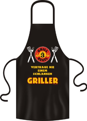 Grillschürze Einheitsgrösse 100% Baumwolle - Grillregel Nr. 3 - Vertraue nie einem schlanken Griller