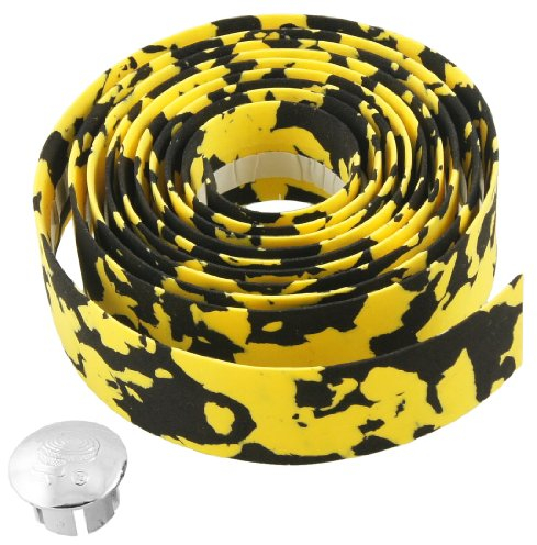 sourcing map Gelb Schwarz 195cm Fahrr?er Lenkerband Umhang mit Lenker-endstecker DE de