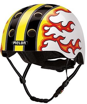 Melon Fahrradhelm »Fired Up« für Damen, Herren und Kinder | Leichter & sicherer urbaner Cityhelm mit Magnetverschluss, individuell anpassbar in bunt mit Flammen | Größe M-L (52–58cm)