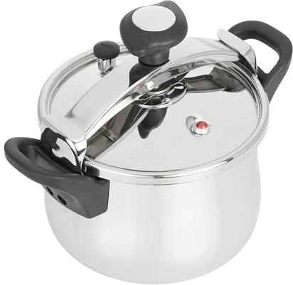 JATA HOGAR OPC8 - Olla Express a Presión Rápida de 8 litros de acero inoxidable. 3 sistemas de seguridad. Apta para todo tipo de cocinas, incluida inducción. Súper rápida. Fácil uso