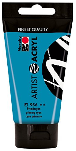Marabu 12200002956 - Artist Acryl primärcyan 75 ml, feine Acrylfarbe in Künstlerqualität, auf Wasserbasis, pastose Konsistenz, hoch pigmentiert, sehr gute Brillanz und Deckkraft