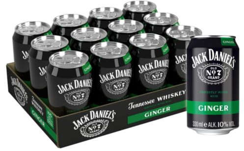 Jack Daniel's Jack & Ginger Tennessee Whiskey 12x 0,33l Dose-10% Vol. | Für Whiskey-Fans; ideal für BBQs & Treffen mit Freunden; würzig-herbes Ginger Ale trifft Whiskey