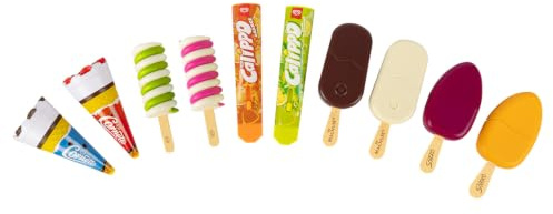 Casdon Langnese leksaks-glasset, 10-pack, från 2 år | 10 leksaks glass med Calippo, Twister, Magnum, Cornetto och Solero för fantasifulla rollspel.