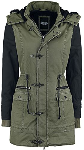 Rock Rebel by EMP Mujer Chaqueta de invierno negro-oliva con forro de peluche S