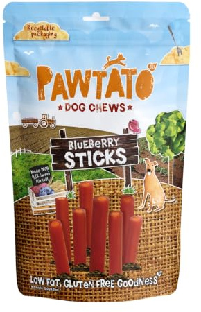 Pawtato vegane Hundeleckeli Blaubeer-Aroma (120g) | Vegetarische Leckerli mit Süßkartoffeln, Reis & Blaubeere, Ideale Trainingsleckerli