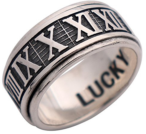 Vintage 925 Sterling Silber Römischen Zahlen Ring Spinner Fidget Anxiety Ring für Herren Damen Größe 56