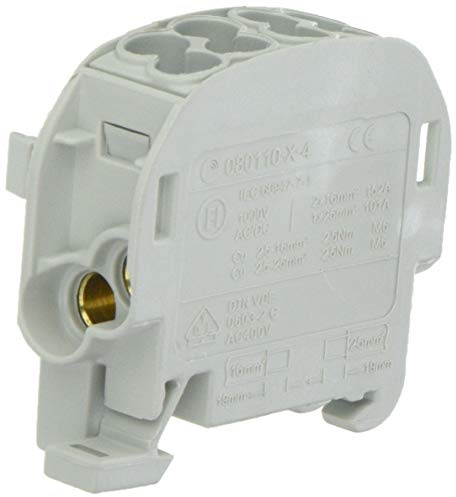 Jäger Direkt Hauptleitungs-Abzweigklemme 25 mm² grau 2 Klemmstellen für 25 mm² und 2 für 16 mm² auf Norm-Tragschiene 35 mm