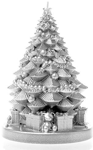 Candellana Kerze Weihnachtsbaum mit Geschenken | Höhe: 16 cm | Klassisches Gold | Brennzeit 35h | Weihnachten | Handgefertigt in der EU