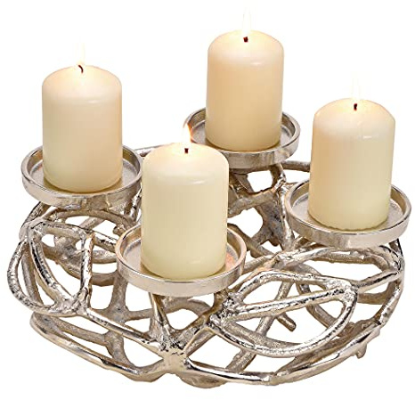 itsisa Adventskranz D: 30 cm aus Metall Alu Silber - Weihnachtsdeko, Adventsdeko