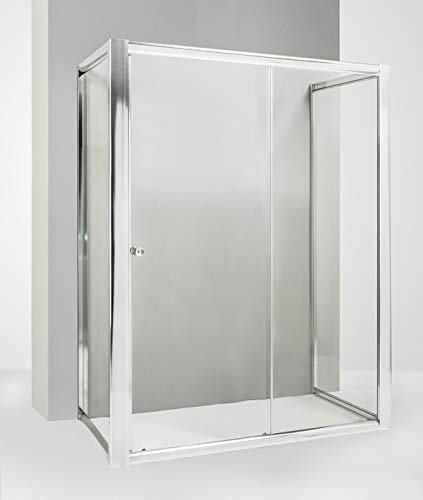 Hydra Box Doccia 3 Lati con 2 Ante fisse e Porta Scorrevole 70x120x70 cm Trasparente