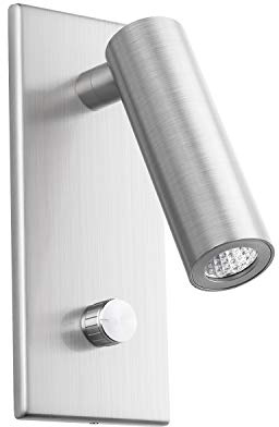 Meanyee Wall Reading Lamp Headboard Bedside Light with Twist Switch/Dimmable/Adjustable Arm/Embedded/Brushed Nickel/3000K LED/MY-WN225B