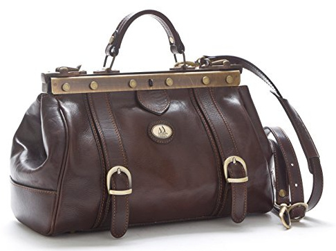 Doktortasche aus Echtem Leder - D&D1008 - Made in Italy (Dulkenbraun)