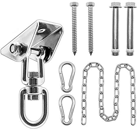 Deckenhaken Schwerlast Schaukelhaken Edelstahl Set, Hängesessel Deckenhalterung Karabiner Schwerlasthaken Mit Kette, Liebesschaukel Boxsack Halterung Befestigungshaken, 450kg Kapazität 360 Drehbar