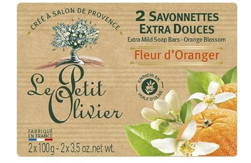 LE PETIT OLIVIER - Savonnettes Extra Douces Fleur D'Oranger 2X100G - le Lot De 4