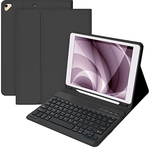CC Store Teclado iPad 9 Generacion, Teclado Magnético Bluetooth con Ranura para Bolígrafo, Español Ñ Diseño QWERTY, para iPad 10.2 9ª/8ª/7ª Gen, iPad Pro 10.5 2017, iPad Air 3 2019, Negro