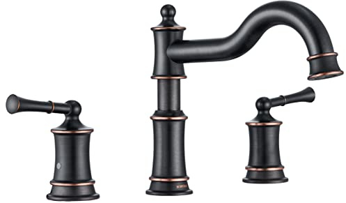 Roman Bathtub Faucet Deck Mount Tub Faucet for Bathroom Widespread Elegant Classic Spout with 3 Holes 2 Handle Valve Cartridge Included, ORB