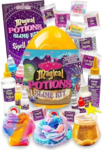 GirlZone Magic Potion Slime Kit - Glow-in-The-Dark, Multicolor, 6 Brews & Spell Book - Slime Making Kit & Magic Potion Set for Girls & Kids