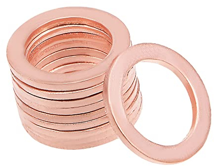 A ABSOPRO 10 Stück Kupfer Quetsch Scheiben Dichtung Flach O Ring Dichtung 14x20x1.5mm