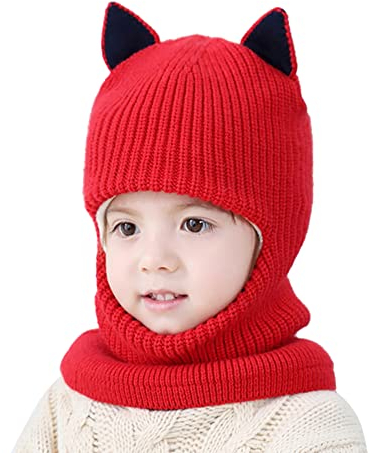 Baby Kinder Wintermütze Beanie Hut,Cartoon Winter Warm Niedlich Schlupfmütze Gestrickter Mütze Beanie Mütze mit Fleecefutter Niedlich Strickmütze Wintermützen Earflap Hut Schalmütze für Jungen Mädchen