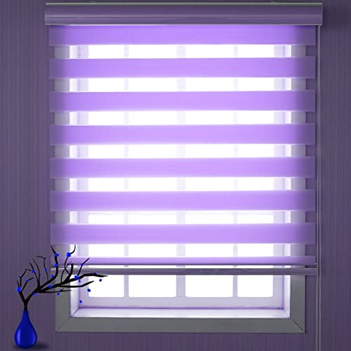 Verdunklungsrollo Fensterrollo 80x320cm Doppelrollo verdunkelnd Wandmontage Verdunklungsstoff verdunkelungsrollo Doppelrollo Klemmrollo für Fenster und Tür Fensterrollo, Lila