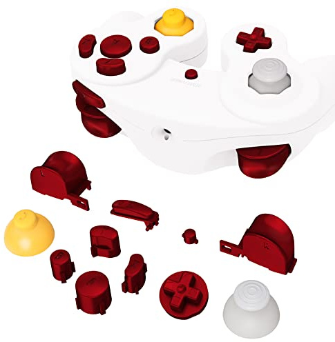 eXtremeRate Bouton de Remplacement pour Nintendo Gamecube Manette, Bouton Complet de Rechange pour Nintendo Gamecube Manette, Rouge Écarlate, Manette Non Incluse