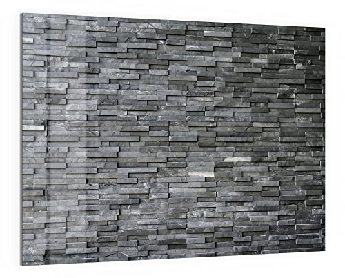 DEQORI Glas-Magnettafel | 120x90 cm groß | Motiv Natursteinmauer | Memo-Board aus Glas | Magnetboard inkl. Magnete, Stift & Tuch für Küche & Büro | Tafel magnetisch & beschreibbar