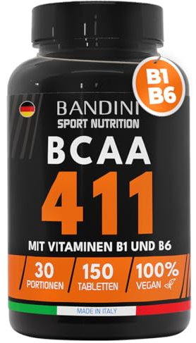 Bandini® BCAA 4.1.1 | Verzweigtkettige Aminosäuren Leucin, Isoleucin, Valin + Vitamin B1 und B6 | Post-Workout - Hohe Dosierung | 150 Tabletten | 5 Tabletten/Tag für einen Monatsvorrat