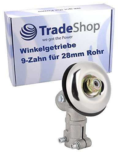Trade-Shop Getriebekopf/Winkelgetriebe für 9-Zahn-Antriebswelle, 28mm Rohr kompatibel mit Falon-Tech, Grand, Schwarzbau, NAC Motorsense