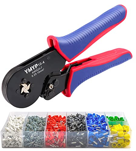 YMYP Crimpzange Aderendhülse Set Für 0,25-10mm² mit 1900 Teile - Aderendhülsenzange selbsteinstellend - Krimpzange Presszange Crimp Zange
