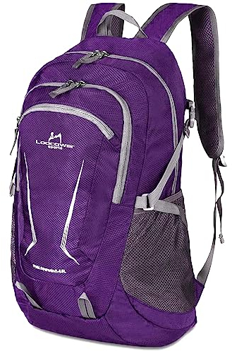 Loocower 45L Leichte Packable Reiserucksack Wanderrucksack, Multifunktionale Tagesrucksack, Faltbare Camping Trekking Rucksäcke, Utra Leicht Outdoor Sport Rucksäcke Tasche-Purple