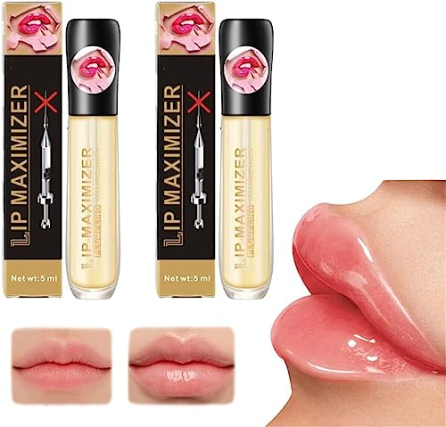 Lovelycat Vitamin E Lip Plumping Serum Lip Hyaluronic Lip Plumper Lip Plumping Serum Instant Lip Filler für Feuchtigkeit Beseitigung Trockenheitsfalten Verbessert Plump Gloss (2PC)