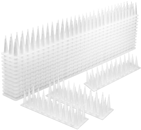 Picos antipalomas para techo, 12 unidades, 5 metros, 3 filas de plástico para gatos, gorriones, martas, valla, alféizar de ventana, techo, color blanco, 3,5 cm de alto