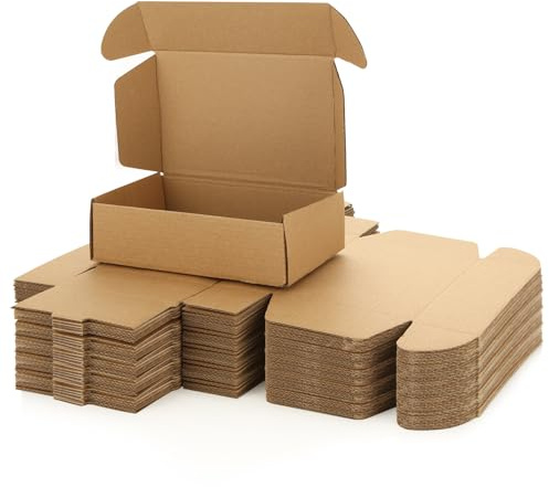 CYEER 50 Pack Small Cardboard Boxes for Posting, 18x11x5cm Postal Boxes for Posting Shipping Boxes Small Brown Corrugated Packaging Mailing Boxes for Posting, Storing or Gift