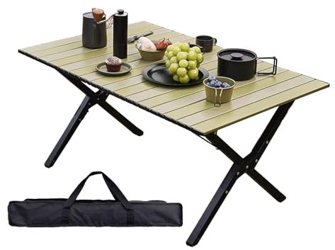 Campingtisch Klappbar Alu Klapptisch Alu,4-6 Personen Gartentisch, Campingschrank Kleines Packmaß für Picknick Grillen Outdoor