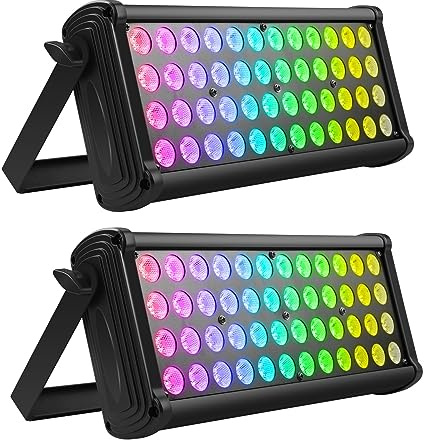 Wallwasher Bühnenlicht, ZonQoonz 48 RGB 3 in 1 LEDs dmx512 Partylicht DJ Light Gebäudebeleuchtung Außenwandleuchte für Bar, Karaoke, Disco, Weihnachten, Halloween, Party, Hochzeit, 2PCS