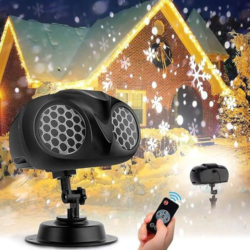 Christmas Snowflake Projection Light, Remote Controlled Christmas Projector Lights Outdoor with Adjustable Speed for Halloween, Home, Party, and Garden Decor