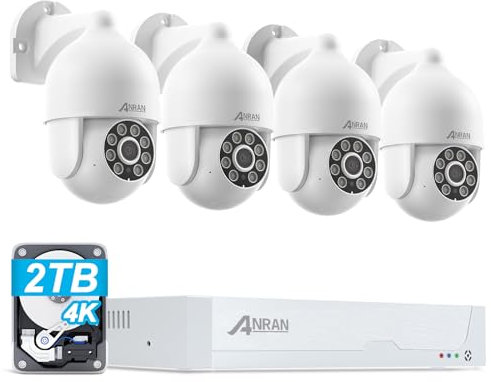 ANRAN 4K Kit Caméra PoE de Surveillance Extérieure, Kit Vidéo Surveillance avec 8CH 2To NVR et Caméra IP PoE 4X 8MP, Détection Intelligente par IA, Enregistrement 24/7,Suivi Automatique