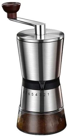 Manuelle Kaffeemühle Einstellbarer Mahlgrad Auf 8 Stufen Handkurbelmühle mit Keramikmahlwerk für Espresso Bis French Press