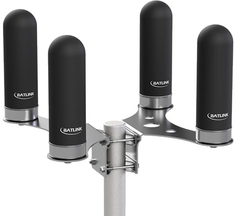 BATLINK MAO5GV2-4 4x4 MIMO Marine Grade (IP66) 5G Antenne inkl. 2.5m Kabel - 9dBi Leistungsgewinn, für 5G und LTE geeignet, Multiband Rundstrahlantenne, Außenantenne (Schwarz)