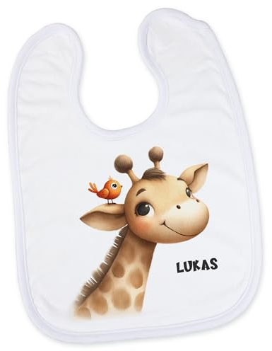 GRAZDesign Baby Lätzchen personalisiert mit Namen Giraffe Geschenk Geburt, Taufe