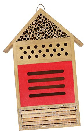 ORFOFE Handgefertigtes Bienenhaus Bienenhotel Mit Nisthilfe Für Wildbienen Garten Terrasse Lebensraum Für Wildinsekten Robustes Holzhaus Für Bienen Und Insekten