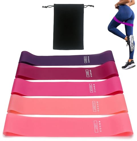 FISH DRAGATE 5 Piezas Banda Elastica Fitness,5 Niveles Cintas elasticas musculacio,Bandas de Resistencia,Goma Elastica Ejercicio,para estiramientos,Entrenamiento de Fuerza, Fisioterapia,Yoga