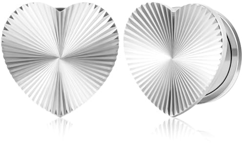 DOEARKO Dilatatore Lobo Amore Flesh Tunnel Dilatatore Orecchio in Acciaio Inossidabile Double Flared Ear Stretching Piercing Corpo Gioielli 8-16MM (Argento-1, 8MM)
