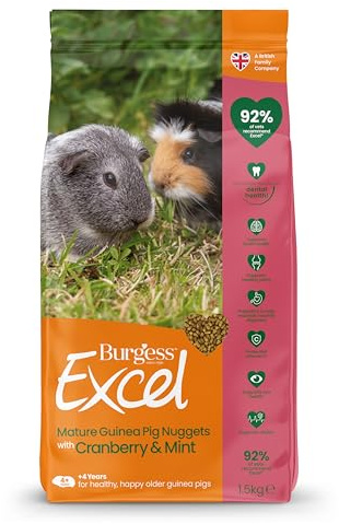 Burgess Excel Guinea Pig Food with Cranberry & Mint for Mature Pets - 1.5kg Nuggets