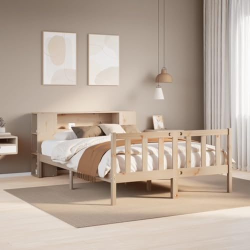 Brokky Massivholzbett mit Regal ohne Matratze Bett Mit Stauraum Massivholzbett Holzbett Bettgestell 160x200 cm Kiefernholz / 3321661