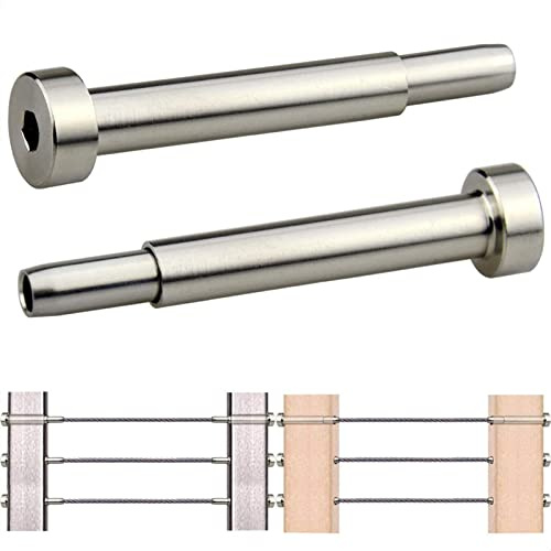 ATUMY Stair Handrail T316 Stainless Steel Cable Railing Hardware Kit For Deck Staircase Timber, 20 Pieces 1/8 Inch Invisible Turnbuckle Kit Support Rail(5 PCS 5mm)