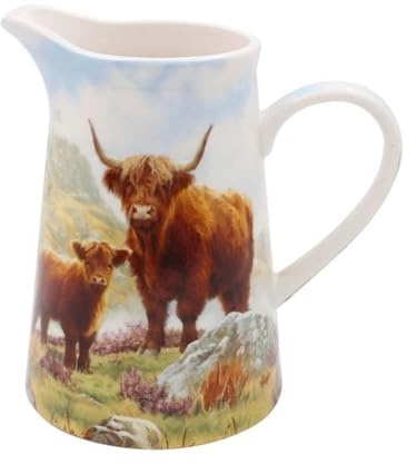 The Leonardo Collection Highland Cow Macneil Studios Kitchen Use Jug | Ceramic Finish, Rustic Animal Artwork, Versatile Serving, Decorative Display, Everyday Kitchen Essential