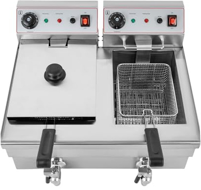 Gewerbliche Elektro Bratpfanne mit 2 Körben 6000W Profi Fritteuse für Gastronomie 57x47x35cm