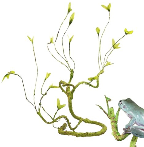 Generisch Kletteräste für Reptilien | Flexible Künstliche Pflanzen & Verstecke Zur Lebensraumverbesserung - 104 cm Terrarium Deko für Bartagame, Leopardgecko, Schildkröte, Einsiedlerkrebs,